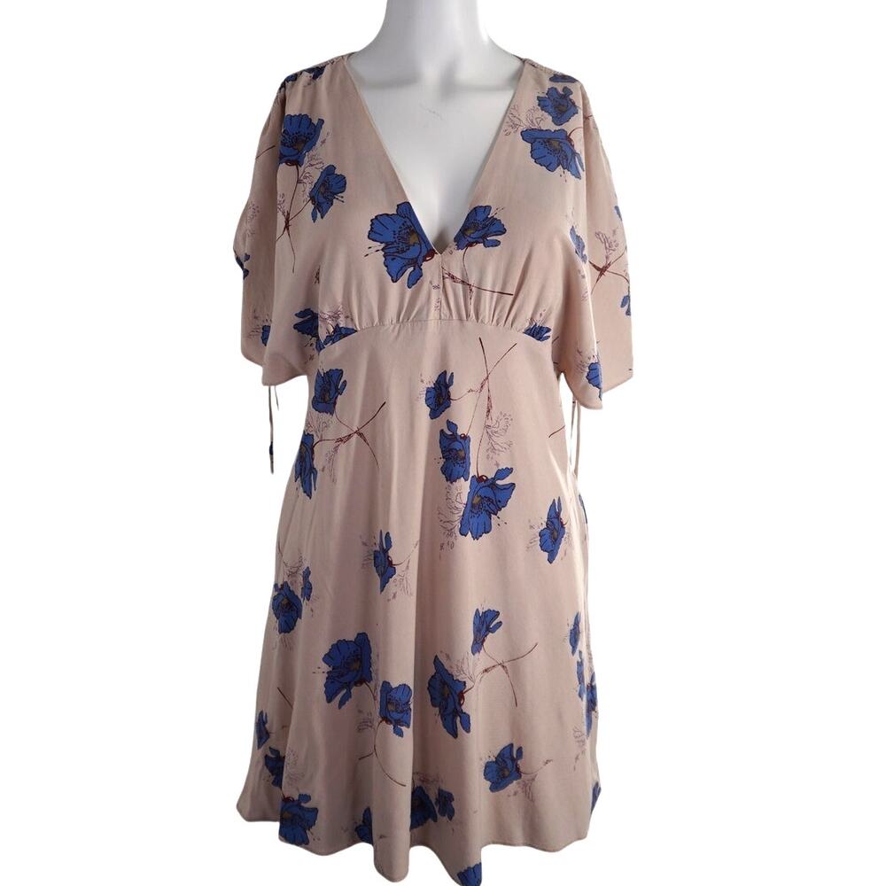 Free People Floral Dress - Size 8 - Tan and Blue